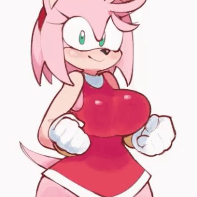 sonic (series), amy rose, pubsnsfw, 1girls, anthro, armpits, bouncing breasts, pink fur, solo, tail, thick thighs, animated
