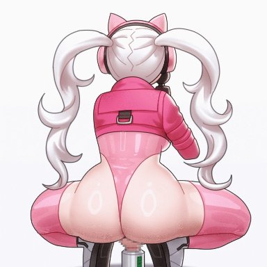 goddess of victory: nikke, alice (nikke), popuka9, 1futa, artificial vagina, ass, backboob, balls, big ass, big penis, cat ears, cat headphones, clothed, clothed futanari, clothing