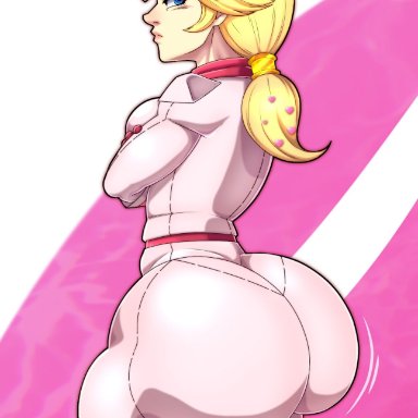 illumination entertainment, mario (series), nintendo, super mario bros. (2023 film), princess peach, hashimiro takahi, 1girls, ass, big ass, big butt, blonde hair, bodysuit, bubble ass, bubble butt, casual