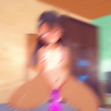 please don't bully me, nagatoro, hayase nagatoro, applchu, 1boy, 1girls, balls, bikini, black hair, blush, breasts, brown eyes, clothed, clothing, dark-skinned male, dark skin