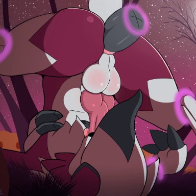 nintendo, pokemon, generation 7 pokemon, lycanroc, midnight lycanroc, pokemon (species), bluedeluge, anal, anal sex, animal genitalia, animal penis, anthro, ass, autofellatio, balls