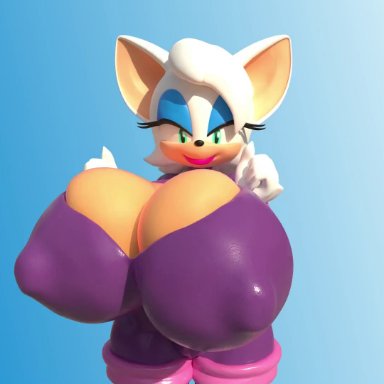 sega, sonic (series), sonic adventure 2, sonic the hedgehog (series), rouge the bat, shocking (artist), 1girls, anthro, bat, blue eyeshadow, female, female only, furry, furry only, giant breasts