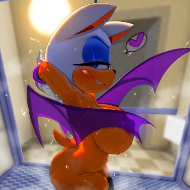 sonic (series), sonic the hedgehog (series), rouge the bat, theboogie, anthro, areola, bat, bat wings, breasts, eyeshadow, female, furry, legwear, membrane (anatomy), membranous wings