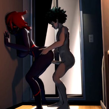 my hero academia, izuku midoriya, midnight (my hero academia), nomu, dominica9, imjustthatkinky, rubyredva, bathroom, color change, dark-skinned female, dark skin, doggy style, female, light-skinned male, light skin