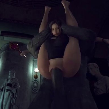 resident evil, claire redfield, mr x, x3d, brown hair, stomach bulge, 3d, animated, mp4, sound, tagme, video