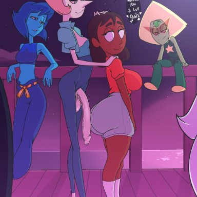 cartoon network, steven universe, connie maheswaran, gem (species), lapis lazuli (steven universe), pearl (steven universe), peridot (steven universe), madmark, 1futa, 3girls, age difference, alien, alien girl, balls, big ass