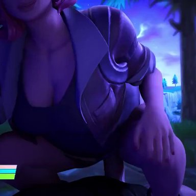 fortnite, fortnite: battle royale, fortnite: save the world, constructor penny, penny (fortnite), datboinappana, nappana, black shirt, brown jacket, cowgirl, cowgirl position, female on top, female penetrated, pink highlights, smile