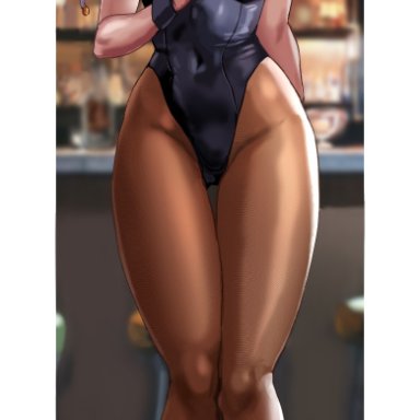 bleach, kotetsu isane, daraz18aka, 1girls, animal ears, black leotard, blush, braids, detached collar, detached sleeves, fake animal ears, female, female only, full body, high heels