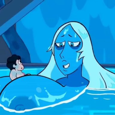 cartoon network, steven universe, blue diamond (steven universe), diamond authority, gem (species), steven quartz universe, theboogie, 1boy, 1girls, areola, aunt and nephew, blue eyes, blue hair, blue nipples, blue skin