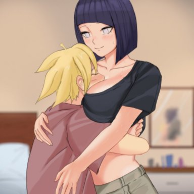 boruto: naruto next generations, naruto, naruto (series), shounen jump, hyuuga hinata, uzumaki boruto, uchihaniray, 1boy, 1boy1girl, 1girl, 1girls, age difference, bedroom, belly, big breasts