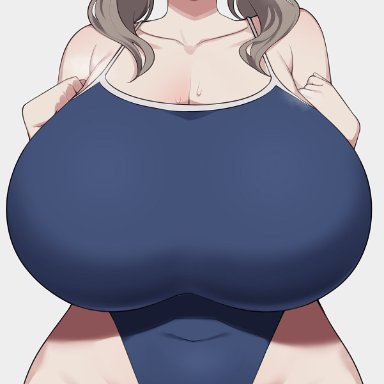 blue archive, moe (blue archive), cham22, 1girls, big breasts, blush, breasts, eye contact, female, female only, glasses, huge breasts, light-skinned female, light skin, looking at viewer