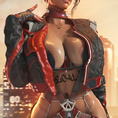 cd projekt red, cyberpunk 2077, panam palmer, ravelent, 1girls, big breasts, cyberpunk, dark-skinned female, female, female only, hair bun, hairbun, sci-fi, science fiction, scifi