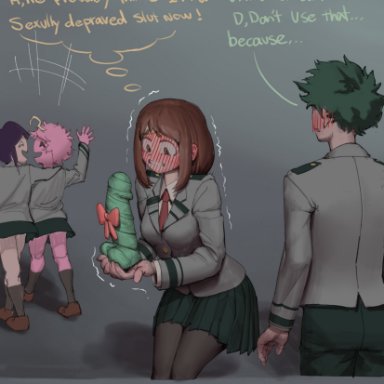 my hero academia, izuku midoriya, kyoka jiro, mina ashido, ochako uraraka, wjs07