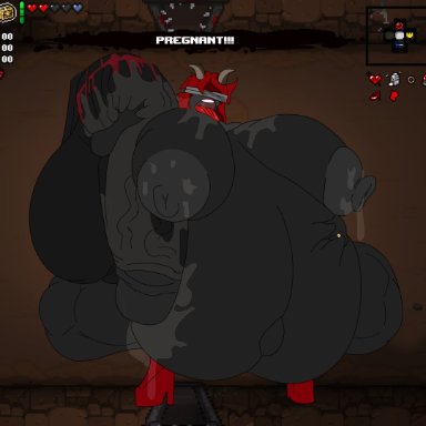 the binding of isaac, lilith (the binding of isaac), kirty09, tasteofchoklit, tasteofchoklit (edit), 1boy, 1girls, balls, big balls, big belly, big breasts, big penis, black body, blind, blindfold