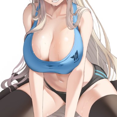 blue archive, asuna (blue archive), artist request, kitin, 1girls, blonde hair, bloomers, blue eyes, breasts, female, hair over one eye, huge breasts, large breasts, light-skinned female, light skin