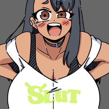 please don't bully me, nagatoro, shrek, hayase nagatoro, inakotho, 1girls, alternate breast size, big breasts, breasts, breasts bigger than head, clothed, clothing, collar, female, female only, gigantic breasts