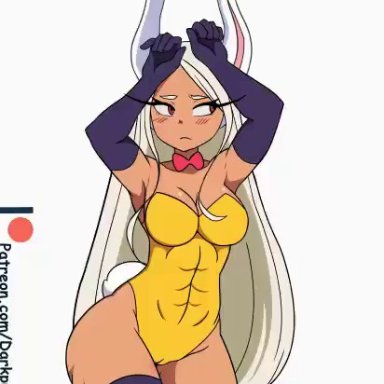 caramelldansen, my hero academia, miruko, rumi usagiyama, darkprincess04, 1girls, abs, armpits, blonde hair, blush, bouncing breasts, bowtie, breasts, bunny ears, bunny girl