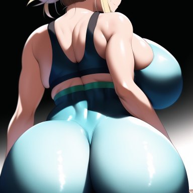 my hero academia, himiko toga, stable diffusion, 1girl, 1girls, ass, ass focus, big ass, big breasts, blonde hair, breasts, female, female only, gigantic ass, gym