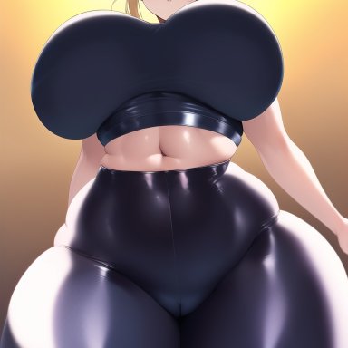 my hero academia, himiko toga, nai diffusion, stable diffusion, 1girl, 1girls, big breasts, blonde hair, breasts, female, female only, gigantic breasts, gym uniform, huge breasts, looking at viewer