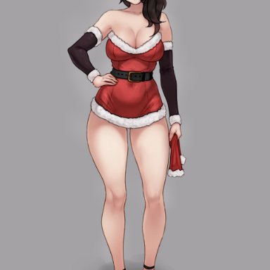 christmas, rwby, cinder fall, bluefield, 1girls, breasts, cleavage, female, female only, solo