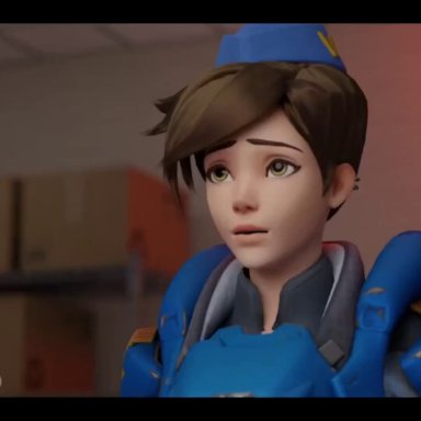 blizzard entertainment, overwatch, amelie lacroix, lena oxton, tracer, widowmaker, aphy3d, 1boy, 2girls, arms behind back, ass, assassin, big breasts, blue-skinned female, blue body