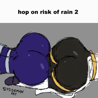 risk of rain, risk of rain 2, artificer (risk of rain), huntress (risk of rain), spicemanart, ass, ass focus, ass to ass, big ass, bumping asses, female, female/female, twerking, animated, artist name