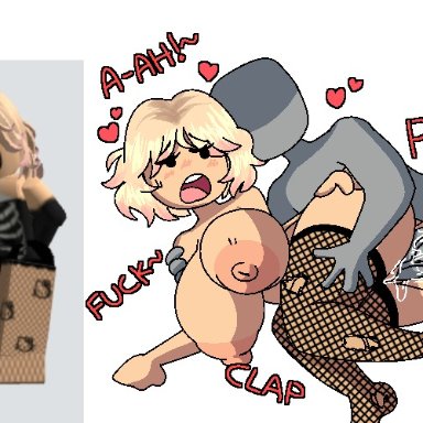 roblox, anon, roblox avatar, robloxian, eatidalemons, eatlemons, 1boy, 1girls, big areola, big ass, big balls, big breasts, big nipples, big penis, blonde hair