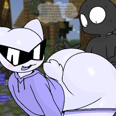 minecraft, anon, anonymous male, dipper552, :3, anthro, anthro on anthro, ass rub, big ass, big butt, big eyes, big thighs, black skin, blush, bubble ass