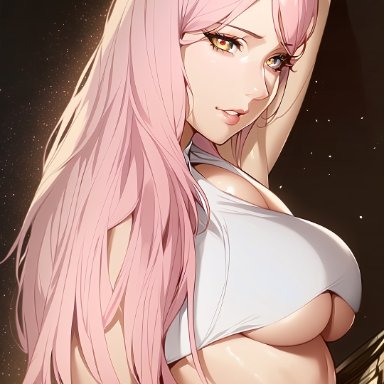 darling in the franxx, zero two (darling in the franxx), stable diffusion, 1girls, armpits, curvaceous, curvy body, curvy female, curvy figure, female focus, female only, long hair, pink hair, underboob, voluptuous female