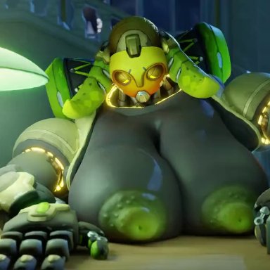blizzard entertainment, overwatch, omnic, orisa, snips456, snips456fur, anal, anal sex, anus, areola, ass, balls, big breasts, big butt, black body