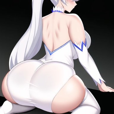 rwby, weiss schnee, nai diffusion, stable diffusion, 1girls, ass, ass focus, big ass, bubble ass, bubble butt, eyes, female, female only, huge ass, large ass