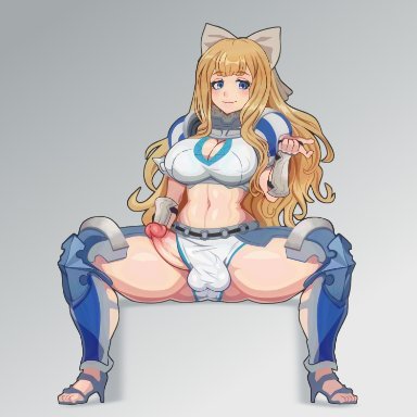 fire emblem, fire emblem fates, nintendo, charlotte (fire emblem), purplehorn (artist), 1futa, all fours, balls, big breasts, big penis, blonde hair, bow, breasts, cleavage, cleavage cutout