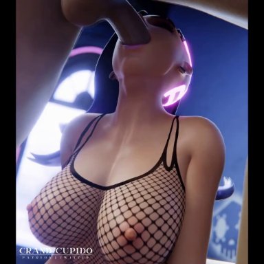 blizzard entertainment, overwatch, overwatch 2, sombra, grand cupido, hentaudio, miyukiva, 1boy, 1girls, areolae, blowjob, dark-skinned female, dark-skinned male, dark skin, deepthroat