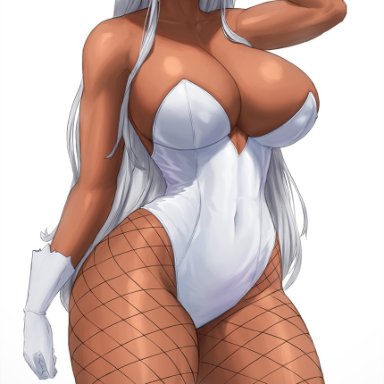 my hero academia, miruko, rumi usagiyama, superbusty, animal ears, breasts, bunny ears, bunny girl, bunnysuit, cleavage, dark-skinned female, dark skin, highleg leotard, huge breasts, kemonomimi