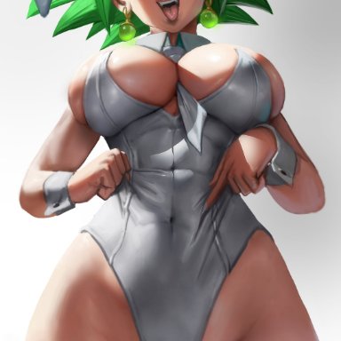 dragon ball, dragon ball super, shounen jump, kefla, elitenappa, 1girls, ass visible through thighs, big breasts, blue eyes, breasts, bunny ears, bunnysuit, cameltoe, clothing, ear piercing