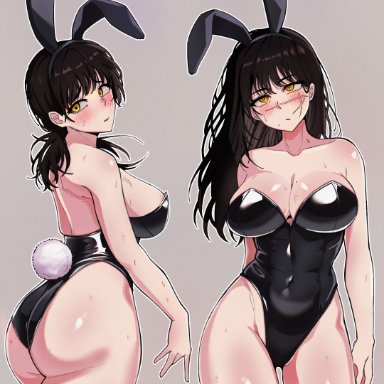 chainsaw man, mitaka asa, war devil (chainsaw man), yoru (chainsaw man), siri (artist), 2girls, ass, big ass, big breasts, big butt, black hair, blush, breasts, bunny ears, bunny girl