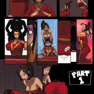 avatar the last airbender, azula, ty lee, shadowmist, 2girls, anal, anal masturbation, anal sex, clothed sex, clothing, dildo, dildo bulge, dildo sitting, dildo under clothes, dildo under dress