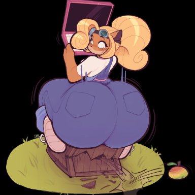 crash (series), crash bandicoot (series), coco bandicoot, iaredumbo, 1girls, ass, bandicoot, big ass, big butt, blonde hair, box, bubble butt, clothed female, fat ass, female