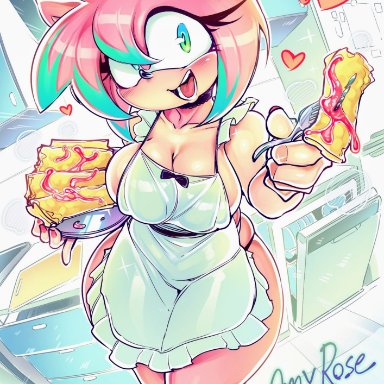sega, sonic (series), sonic the hedgehog (series), amy rose, sonic the hedgehog, gofa, 1girl, anthro, ass, breasts, character name, eulipotyphlan, furry, furry female, green highlights