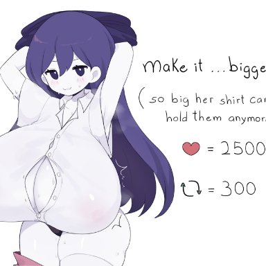 omori, mari (omori), clarevoir, aged up, big breasts, boob window, breast expansion, female, huge breasts, thick thighs