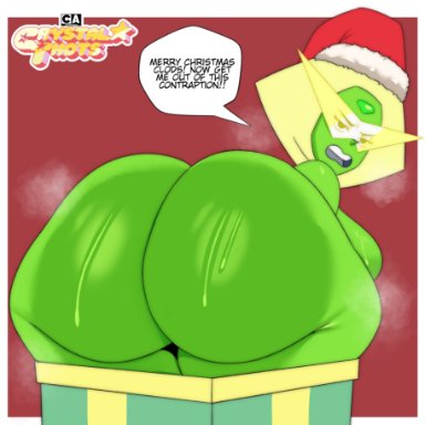 christmas, steven universe, peridot (steven universe), coldarsenal, ass, ass focus, big ass, big butt, breasts, cold, steaming body, thick ass, thick thighs, wet, 2d