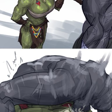 orc (virgoart1509), original character, virgoart1509, 1boy, 1girls, big ass, big breasts, cum, cum drip, cum in pussy, cum inside, cum leak, domination, ejaculation, female penetrated