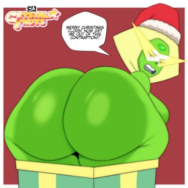 christmas, steven universe, peridot (steven universe), coldarsenal, ass, ass focus, big ass, big butt, breasts, cold, thick ass, thick thighs, 2d, dialogue