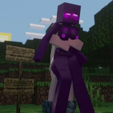 minecraft, enderman, enderwoman, dexiony'smc, friends, male/female, monster, nude female, nude male, sex, sex from behind, straight, animated, no sound, tagme