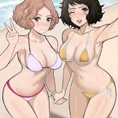 persona, persona 5, haru okumura, sadayo kawakami, lepypepy, armpits, bikini, breasts