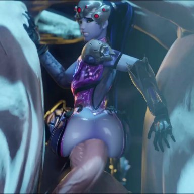 blizzard entertainment, overwatch, widowmaker, thebartender, 1girl2animals, 1girls, 2animals, 2horses, anal, anal sex, animal genitalia, animal penis, ass, breasts, double anal