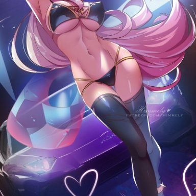 k/da series, league of legends, ahri, k/da ahri, vastaya, himmely, 1girls, armpits, big breasts, cleavage, female only, kitsune, light-skinned female, navel, nipple bulge