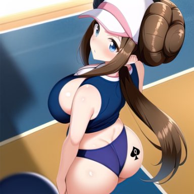 game freak, nintendo, pokemon, pokemon (game), pokemon bw2, rosa (pokemon), nai diffusion, oresam, stable diffusion, 1girls, ass, bloomers, blue eyes, blush, breasts