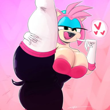 sega, sonic (series), sonic the hedgehog (series), amy rose, ota (artist), alternate costume, anthro, areola, areola slip, ass, big breasts, big butt, breasts, camel toe, cleavage