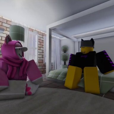 roblox, leo (utrenkl), max (utrenkl), robloxian, saara (utrenkl), utrenkl, 1girls, 2boys, 2boys1girl, after sex, bed, bed sheet, bedroom, bedroom setting, bedroom sex